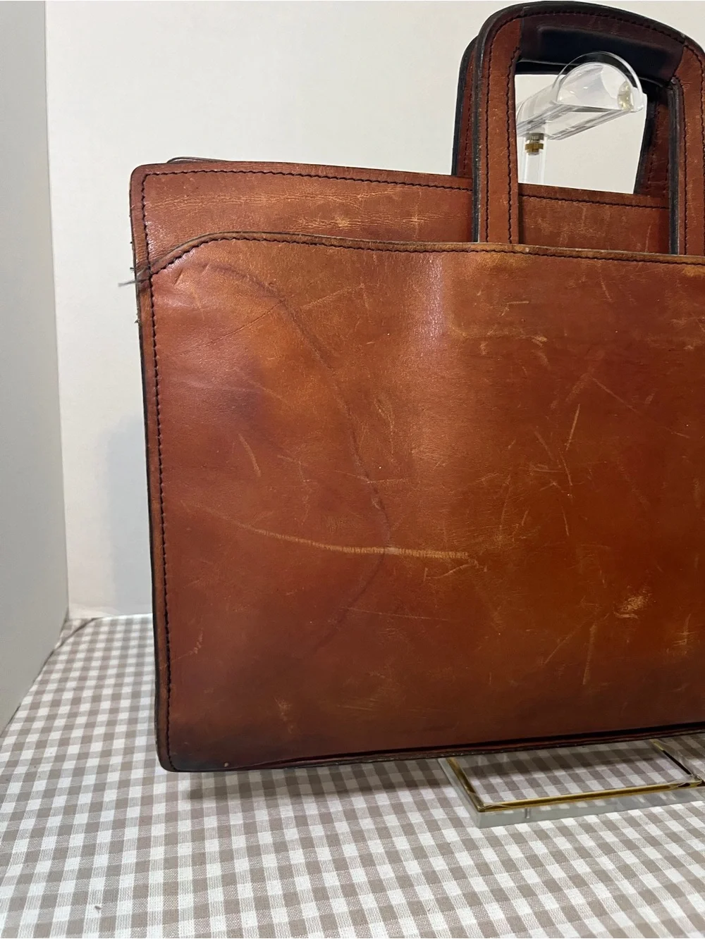 Vintage Schlesinger Brothers Brown Leather Briefcase / Portfolio 1970's-80's